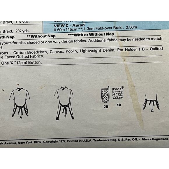 McCalls 5826 Pattern adult Apron work apron kitchen apron - Picture 7 of 8